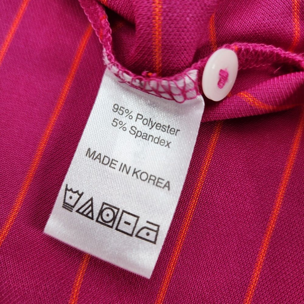 Fennec Golf Polo Men's L Large Pink Striped Performance Button Shirt - Picture 7 of 9